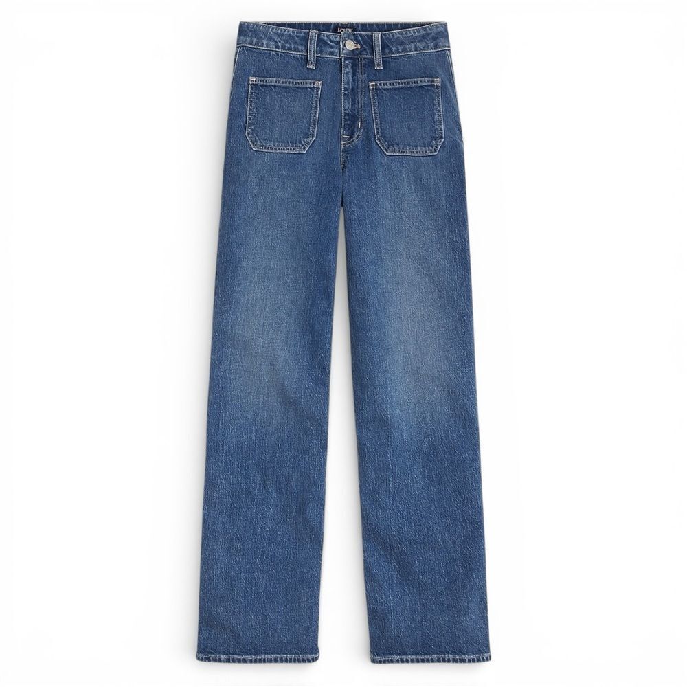 NWT J. Crew Curvy Full Length Wide-leg Patch-pocket Jeans Size 33